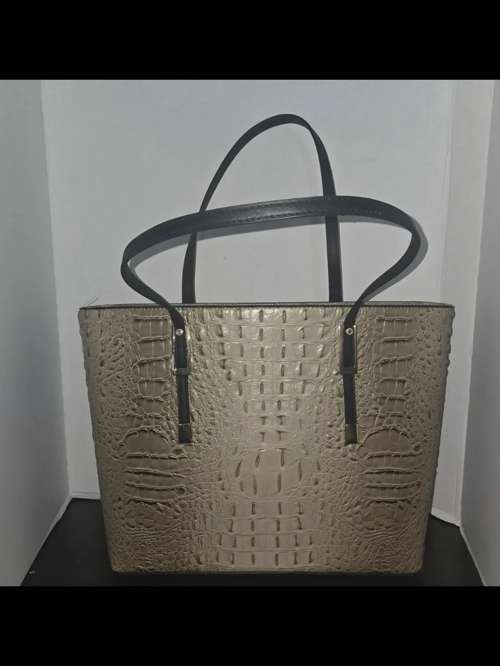 Stylish Taupe Croc-Embossed Tote